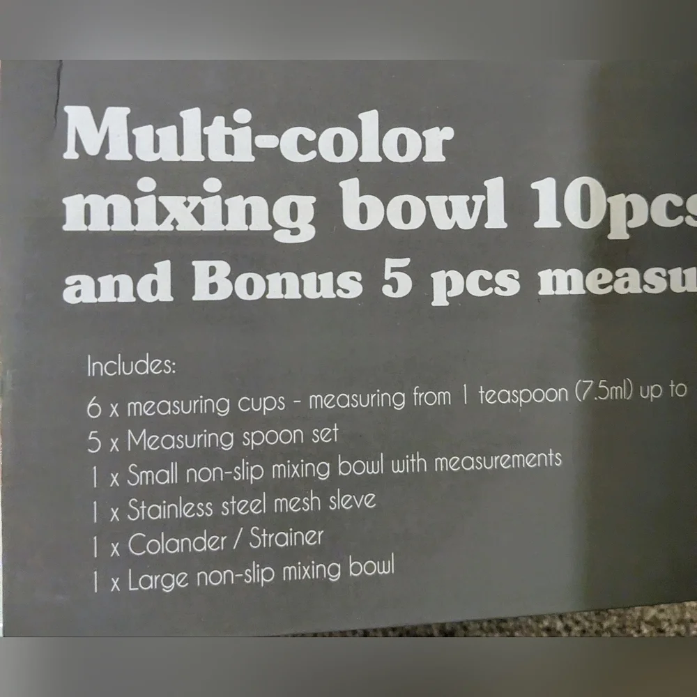 15 Pcs Set Mixing Bowl‎ Kitchen Measuring Spoon Set Modern Resistant Multicolors